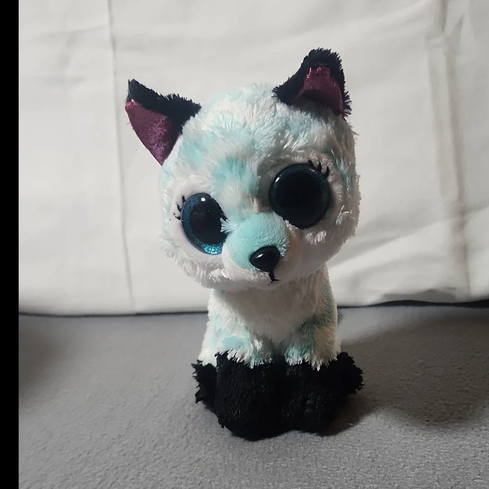 Ty TySILK Atlas Blue White Black Beanbag Plush Stuffed Animal 2017